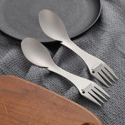 Titanium spork with opener camping cutlery set